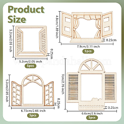 20 Stück 4 Stile Fenster unbehandeltes Holz&nbsp;WOOD-OC0004-09
