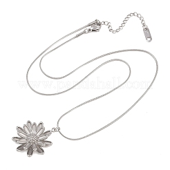 Collares de cadena de serpiente redonda con colgante de flor de acero inoxidable 304 para mujer&nbsp;NJEW-G188-02P