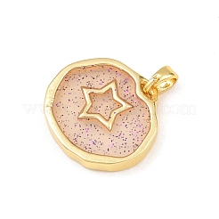 Pendentifs en laiton en résine époxy transparente&nbsp;LS-KK-B163-01G-04