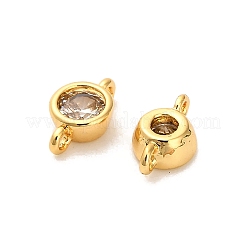 Ciondoli con connettore tondo piatto in ottone con zirconi cubici trasparenti&nbsp;KK-H515-02C-G