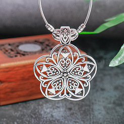 Halsketten mit Anhänger aus Legierung im böhmischen Stil mit Mandala-Blumen&nbsp;FS-WG43472-01