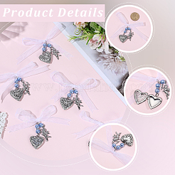 5 ciondolo con medaglione fotografico per bouquet da sposa in acciaio inossidabile e lega con strass&nbsp;HJEW-SC0002-96