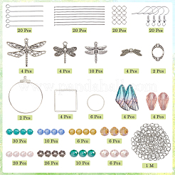 DIY-Sets zur Herstellung baumelnder Ohrringe aus Legierung und Glas mit Libellenmotiv&nbsp;DIY-SC0028-50