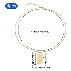 4 collier pendentif rectangulaire en acier inoxydable gaufré&nbsp;NJEW-CO0001-02G