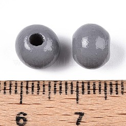 Sprühlackierte runde Perlen aus natürlichem Schima-Holz&nbsp;WOOD-A018-8mm-11