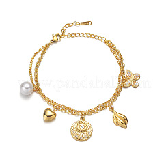 Bracciale a un filo da donna in acciaio inossidabile 304 con ciondolo a farfalla e fiore&nbsp;WG73EE1-01