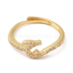 Verstellbare Ringe aus Messing mit Zirkonia und arabischen Buchstaben für Damen&nbsp;RJEW-S407-10G-11