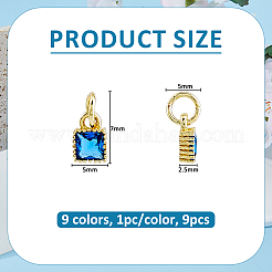 9 pz 9 colori pendenti in ottone con zirconia cubica&nbsp;ZIRC-FH0001-55