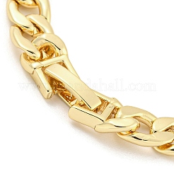 Braccialetti da donna con catena a maglie ovali in ottone con micro pavé di zirconi trasparenti&nbsp;BJEW-R315-01A-G