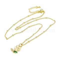 Halsketten mit Anhänger aus Messing mit Mikropavé-Kubikzirkonia für Damen&nbsp;NJEW-E106-21G