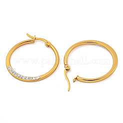 Orecchini a cerchio in acciaio inossidabile 202 con placcatura sotto vuoto pvd&nbsp;EJEW-H003-43G-01