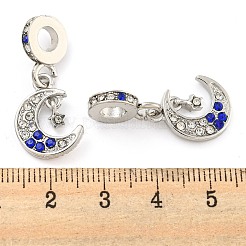 Gestell-Plating-Legierung pflastern Strass Mond Stern europäischen baumeln Charme&nbsp;FIND-B034-12P-01
