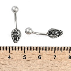 Bauchnabelringe mit Schlangenkopf aus chirurgischem Edelstahl 316 mit Zirkonia&nbsp;EJEW-G416-16AS-02