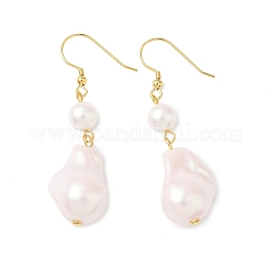 Boucles d'oreilles pendantes en acier inoxydable 304 galvanisé avec imitation de perles&nbsp;EJEW-Z129-18G