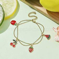 Legierungs-Emaille-Frucht-Charm-Armbänder&nbsp;BJEW-JB09894-01