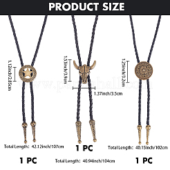 3 stücke 3 arten legierung anhänger bolo tie lasso halsketten&nbsp;NJEW-CL0001-09