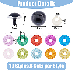 80 Set mit 10 Farben Plastikaugen für Puppen&nbsp;DIY-DC0002-38B