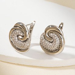Pendientes de latón con circonitas cúbicas transparentes en forma de espiral&nbsp;HY3681-1