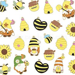 44 pièce 14 styles de pendentifs en alliage émaillé sur le thème des abeilles&nbsp;FIND-FS0004-45