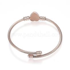 Bracelets joncs en acier inoxydable chirurgical 316&nbsp;BJEW-D437-A37-RG
