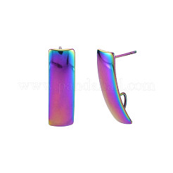 Orecchini a bottone in acciaio inossidabile 304 color arcobaleno&nbsp;STAS-N098-013