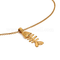 Colliers avec pendentif en arête de poisson en acier inoxydable 304&nbsp;FS-WG0BDD0-01