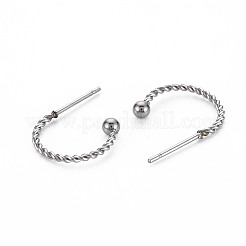 Anlaufgeschützte Ohrstecker in C-Form aus 304 Edelstahl&nbsp;EJEW-N016-013-NR