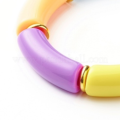 Bracciale elasticizzato con perline acriliche a tubo curvo grosso per donna ragazza&nbsp;BJEW-JB06684-02