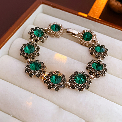 Braccialetti in lega con maglie a forma di fiore e strass per le donne&nbsp;WGB743E-03