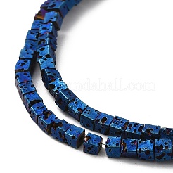 Brins de perles de pierre de lave naturelle galvanisées&nbsp;G-Q1009-B01-02