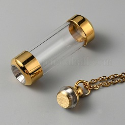 Collier de bouteille de parfum de colonne acrylique clair&nbsp;NJEW-WH0015-32G