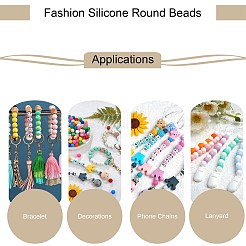 50 pz perline di silicone rotonde perline di gomma 15mm perline distanziatrici sciolte per forniture fai da te creazione di portachiavi gioielli&nbsp;JX474A