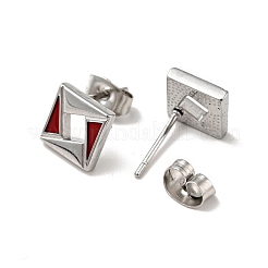 Rhombus 304 Edelstahl Ohrstecker Emaille&nbsp;EJEW-A081-19P