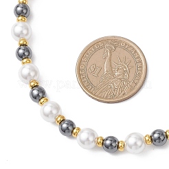 Halsketten aus 8 mm weißen Muschelperlen mit 6 mm großen&nbsp;NJEW-JN05698