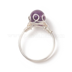 Anello da dito con perline intrecciate in pietra naturale&nbsp;RJEW-TA00066