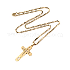 201 collane a catena con ciondolo religioso in acciaio inossidabile per donna&nbsp;NJEW-U018-02G-01