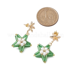 Boucles d'oreilles à tige en forme d'étoile en verre&nbsp;EJEW-MZ00256-01