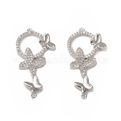 Ciondoli connettore in ottone con micro pavé di zirconi chiari&nbsp;KK-E068-VB072