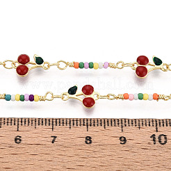 Kirschgliederketten aus Messing mit Emaille&nbsp;KK-T074-77G