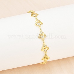 Messing-Gliederkettenarmbänder mit Mikropflaster und klarem Zirkonia für Damen&nbsp;BJEW-A090-09F-G