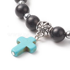 Braccialetti con ciondoli a croce turchesi sintetici tinti&nbsp;BJEW-JB09296