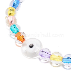 Bracciale da donna in acrilico malocchio e perline intrecciate rotonde a lampwork&nbsp;BJEW-JB08379-01
