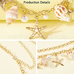 Cinture con catena a nappe in perle finte di plastica e conchiglia naturale bohémien&nbsp;AJEW-CY0001-06A