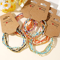 Boho-Armbandset aus Messing und bunten Glasperlen&nbsp;XU0240