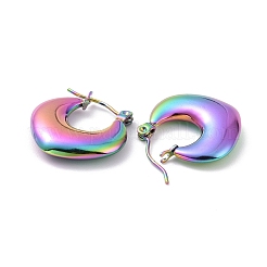 Boucles d'oreilles créoles épaisses en acier inoxydable 304 couleur arc-en-ciel avec placage ionique (IP) pour femmes&nbsp;EJEW-G293-22M