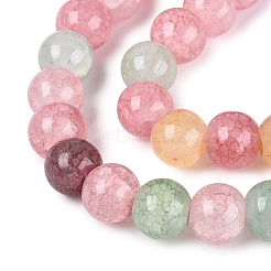 Perles de verre craquelé cuites au four&nbsp;GLAA-Q106-03A-11