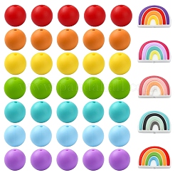 75 Stück runde/regenbogenfarbene Silikon-Fokusperlen&nbsp;SIL-YW0001-38