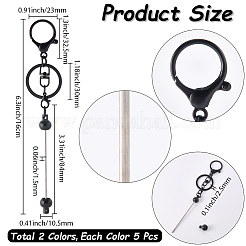 10 fermoir porte-clés en alliage bicolore avec perles&nbsp;FIND-SC0017-19