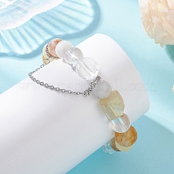 Braccialetti elastici con perline di pietre preziose miste naturali per le donne&nbsp;BJEW-TA00739-01