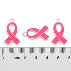 Ottobre nastro rosa per la consapevolezza del cancro al seno ciondoli in lega smaltata&nbsp;ENAM-E262-S